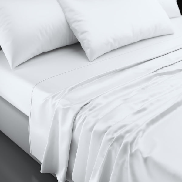 Pereti Italy Cotton Sheets, Pure Cotton Percale Sheets Set, 4 Pc Queen Size Bed Sheets Set, Elasticized Deep Pockets Queen Sheets, White Sheets - Made in Italy.