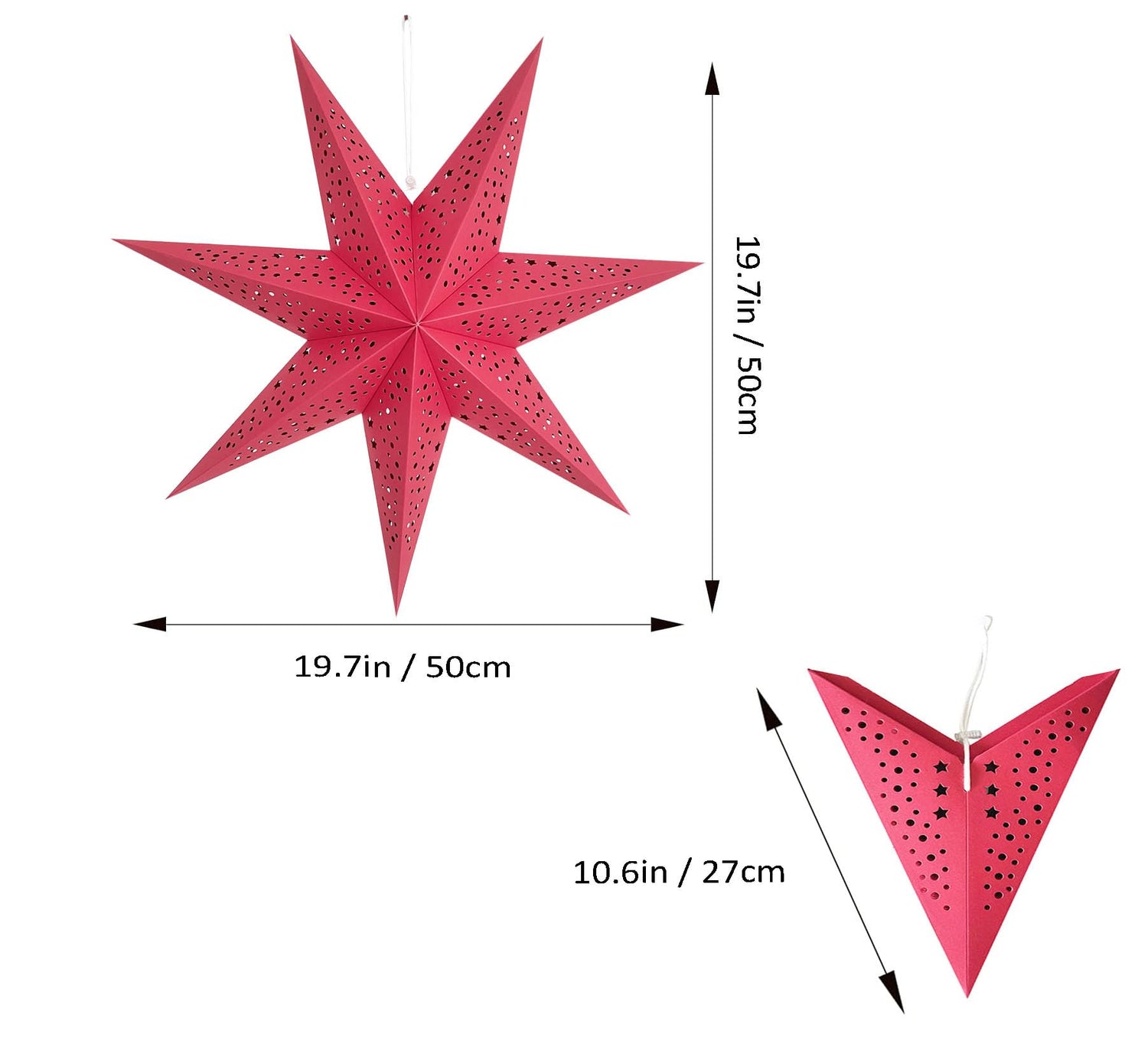 Yeekea Paper Star Lantern Hanging Star Lampshade Decoration for Weddings Christmas Holiday Birthday Party Celebration (Red)