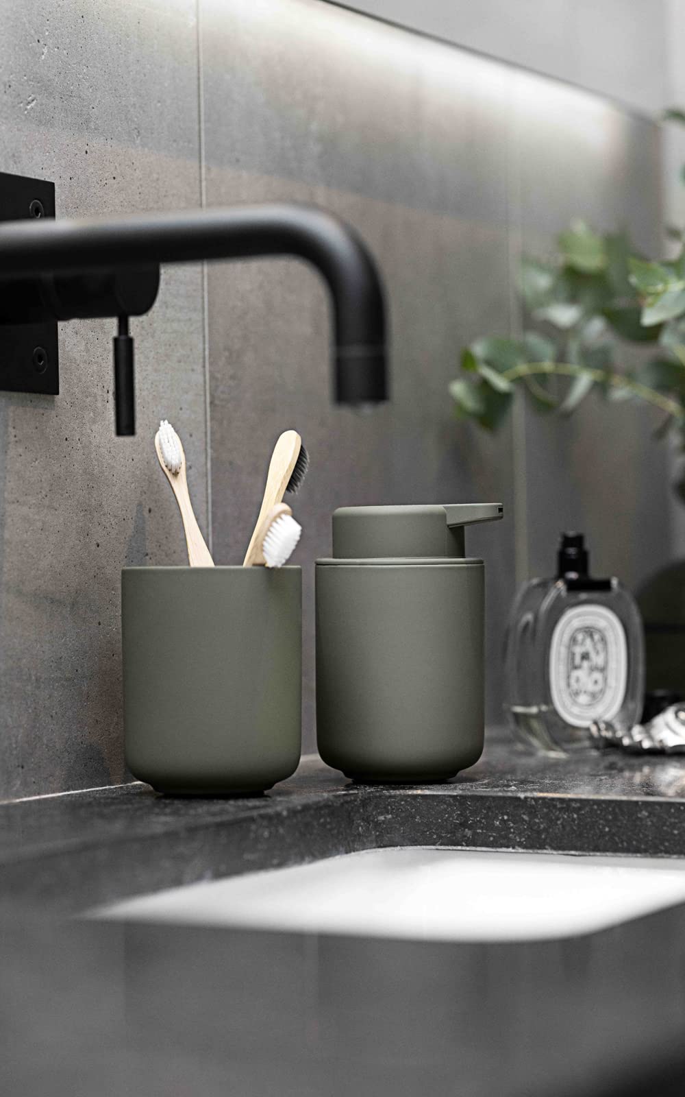 Zone Denmark Ume Soap Dispenser in Elegant Olive Green - Stylish and Functional Bathroom Accessory