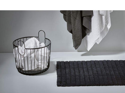 Zone Denmark Luxury Tiles Bath Mat - Stylish &amp; Functional Non Slip Shower Mat for Bathroom - 100% Cotton Craftsmanship Easy Clean Washable Elegance for Ultimate Comfort (Charcoal Grey)