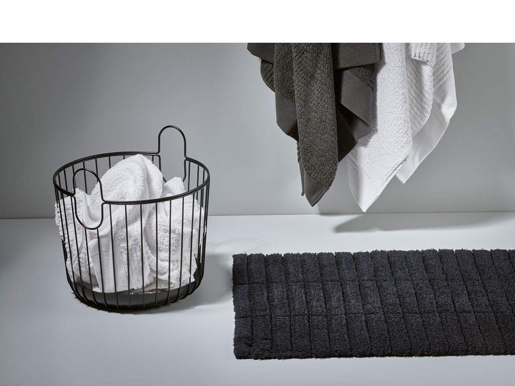 Zone Denmark Luxury Tiles Bath Mat - Stylish &amp; Functional Non Slip Shower Mat for Bathroom - 100% Cotton Craftsmanship Easy Clean Washable Elegance for Ultimate Comfort (Soft Grey)