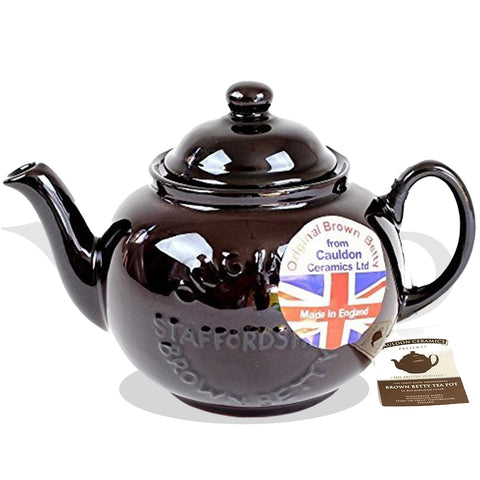 Handmade Original Brown Betty 4 Cup Teapot with "Original Staffordshire" Logo (1-Pack).