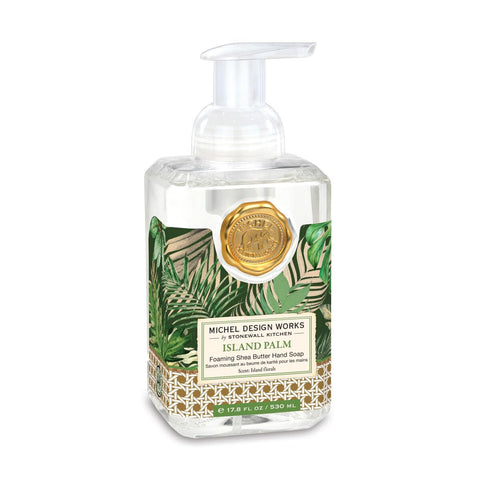 Michel Design Works Foaming Hand Soap 17.8oz, Island Palm Scent and Design, Shea Butter and Aloe Vera Blend, Beautiful Square Container with Pump
