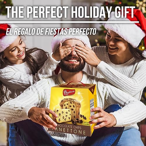 Bauducco Panettone with Chocolate Chips, Moist & Fresh, Traditional Italian Recipe, Italian Traditional Holiday Cake 24.0oz (Pack of 1).