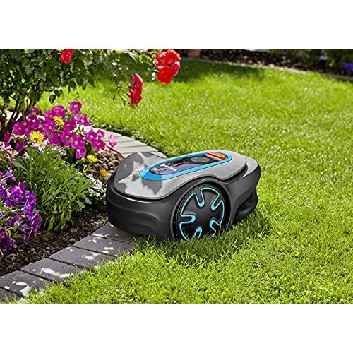 GARDENA 15202-41 SILENO Minimo - Automatic Robotic Lawn Mower, with Bluetooth app and Boundary Wire, one of The quietest in its Class, for lawns up to 5400 Sq Ft, Made in Europe, Grey.