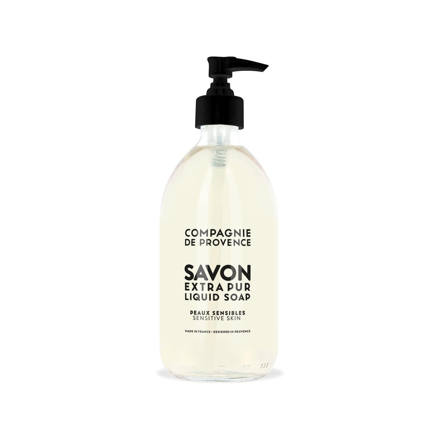 Compagnie de Provence Savon de Marseille Extra Pure Liquid Soap - Sensitive Skin - 16.7 Fl Oz Glass Pump Bottle