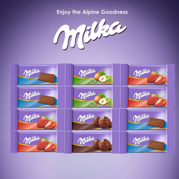 Milka Naps Assorted Chocolate Bars - Premium European Chocolate Variety Pack - 50 bars.