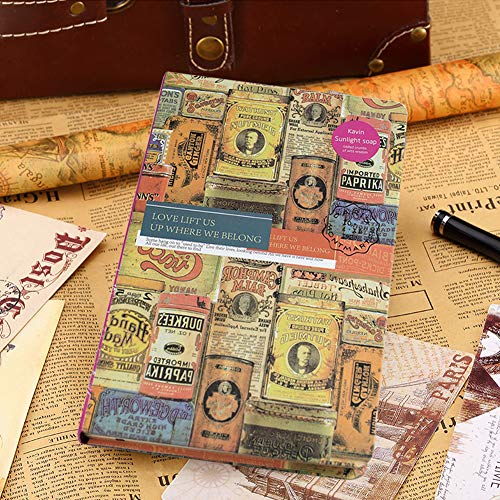 Vintage Travel Journals for Women, European Kraft paper Diary Color Illustrations Notebook Travel Brochures Hardcover Writing Notepad Girl Gift.