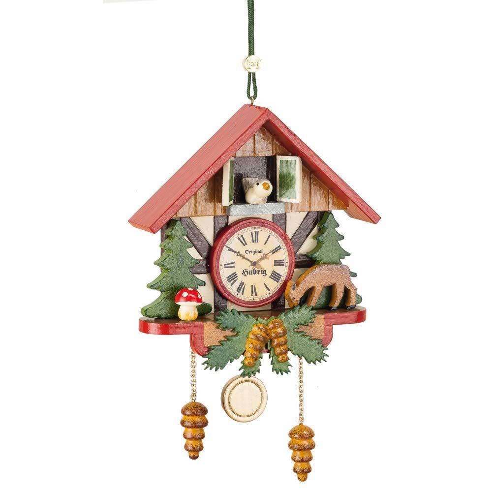 Authentic German Erzgebirge Handcraft Tree Ornaments Tree Ornament Cuckoo Clock Forest - 10cm / 3,9inch - Hubrig Volkskunst