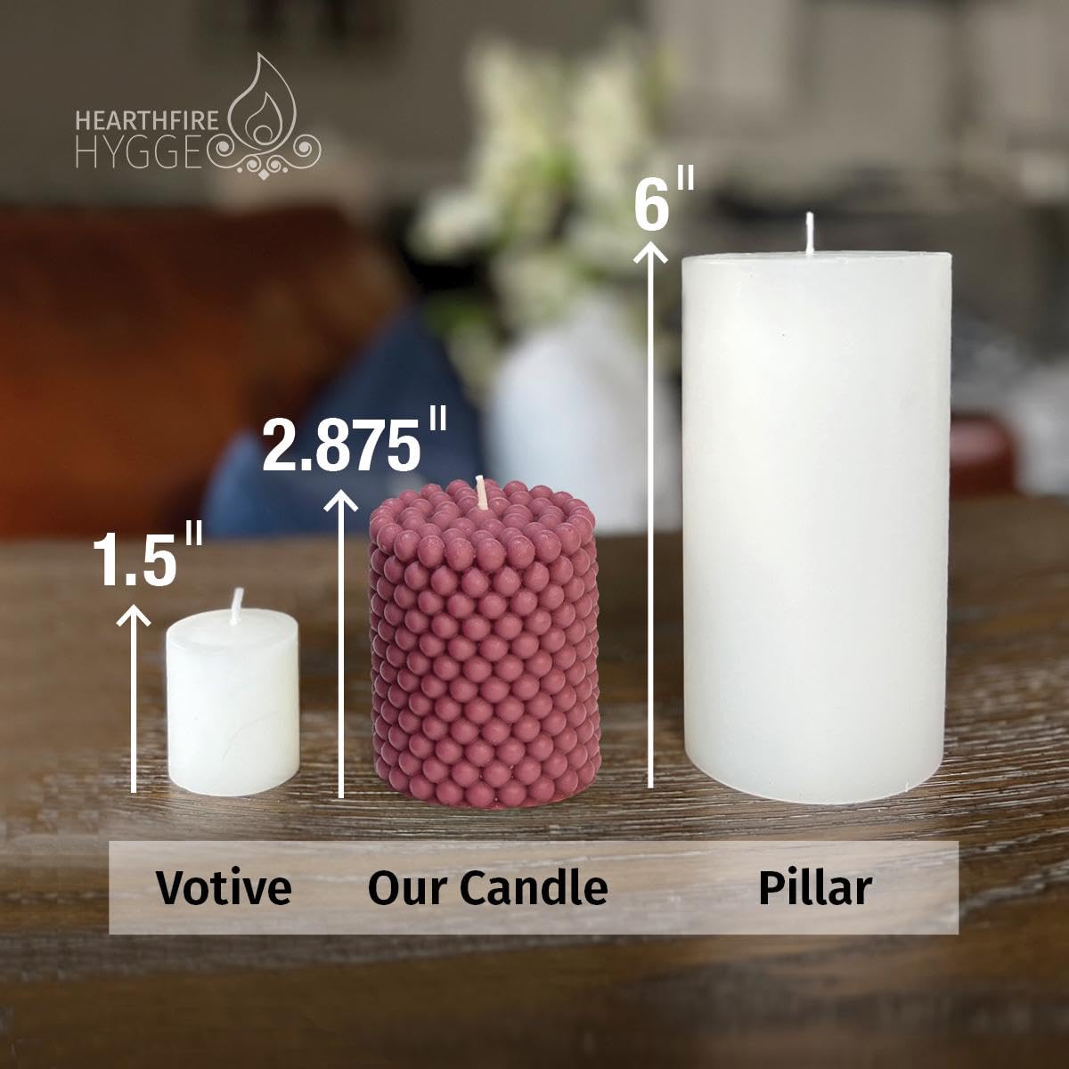 Hearthfire Hygge Bubble Candle Soy Candle Sets | Unscented Mini Pillar Candle Aesthetic | 25-Hr Burn Time Bubble Candles Aesthetic | Trendy Colored Funky Candles | Soy Wax Preppy Candles