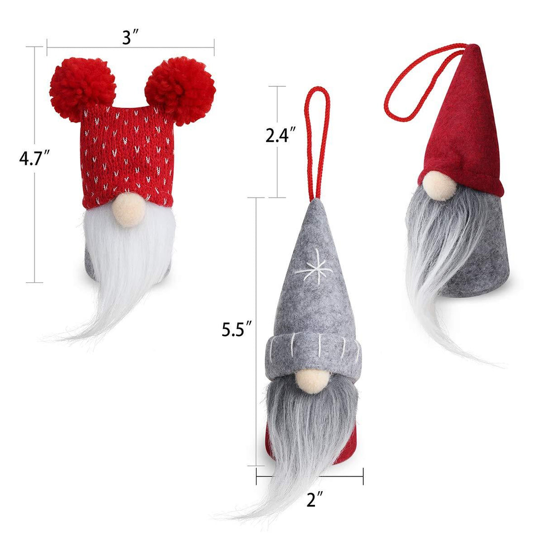 Gnome Christmas Ornaments Set of 6, Handmade Swedish Tomte Gnomes Decorative Ornaments Plush Christmas Decorations Tree Hanging Scandinavian Santa Elf Home Table Decor 2024