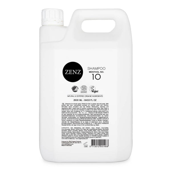 ZENZ Organic Products - Organic Shampoo Menthol no. 10 - Available in 4 sizes