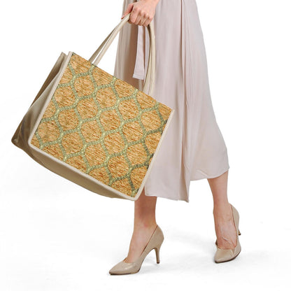 Large Leather &amp; Silk Tote Bag - Leona