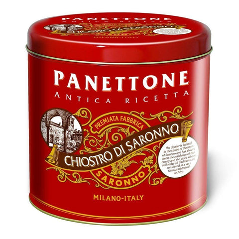 Chiostro di Saronno Classic Panettone in Elegant Metal Tin, 1000g, Milano Made in Italy.