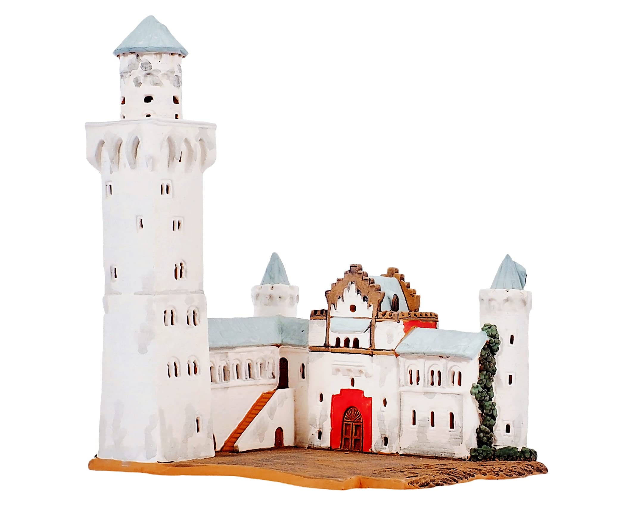 Midene Ceramic Art Tealight Candle Holder Room Decoration Handcrafted Collectible Miniature Light House Neuschwanstein Castle in Southwest Bavaria, Germany F228N* Set