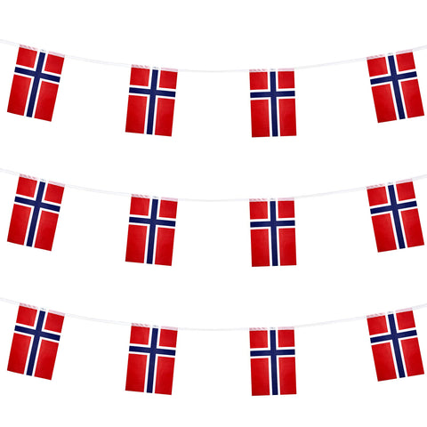 Norway Norwegian Flag Banner String,Small Mini Norway Pennant flags,For Grand Opening,Olympics,National Sports Events,Party Festival Decorations(50 Feet 38 Flags).
