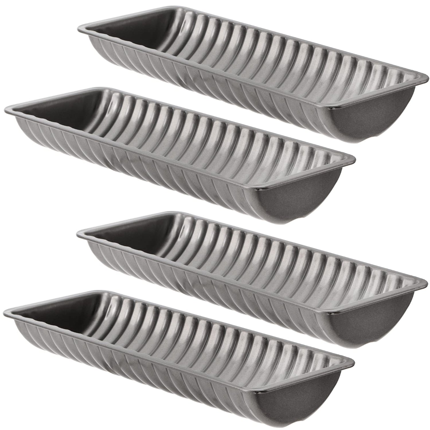 Peohud 4 Pack Almond Cake Pans, Non-Stick Bread Loaf Pan, Carbon Steel Scandinavian Swedish Norwegian Almond Cake Baking Pan, 12.3 x 4.8 x 1.8 Inches