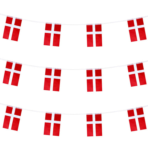 Denmark Danish Flag Banner String,Small Mini Denmark Pennant flags,For Grand Opening,Olympics,National Sports Events,Party Festival Decorations(50 Feet 38 Flags).