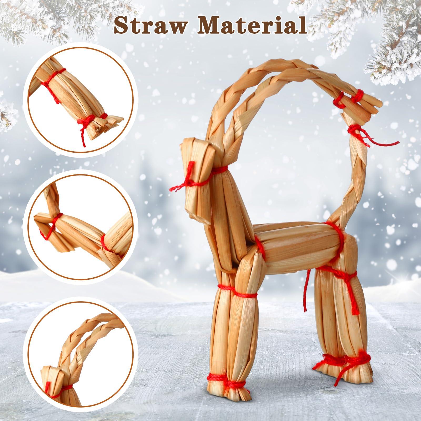 Straw Ornaments Set 56 Pcs  Scandinavian Christmas Decorations Including Stars Snowflakes Hearts Angel Wreath Goats/Julbuck for Danish Norwegia Nnordic Christmas Tree (Heart)