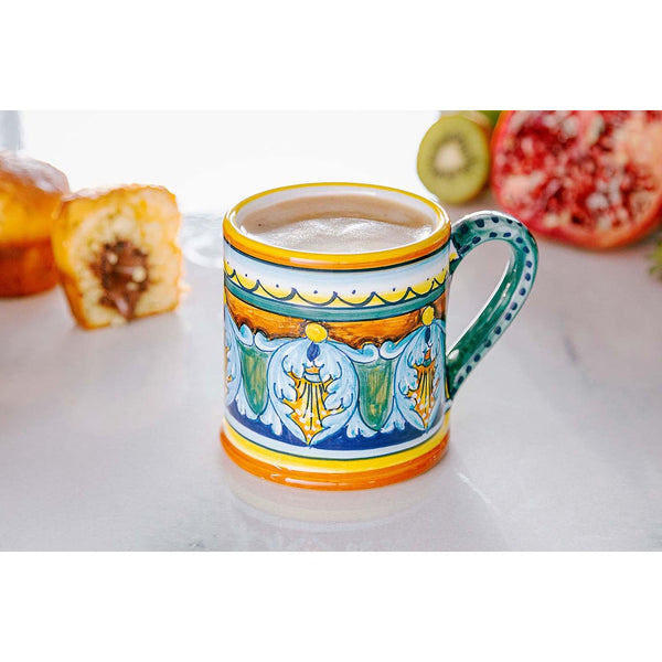Italian Ceramic Mug Geometrico 25E - Hand Made Pottery Coffee Mugs, Deruta Italian Pottery, Painted Mug, Italian Ceramic, Made in Italy, Painted Coffee Mugs, Mugs Handmade