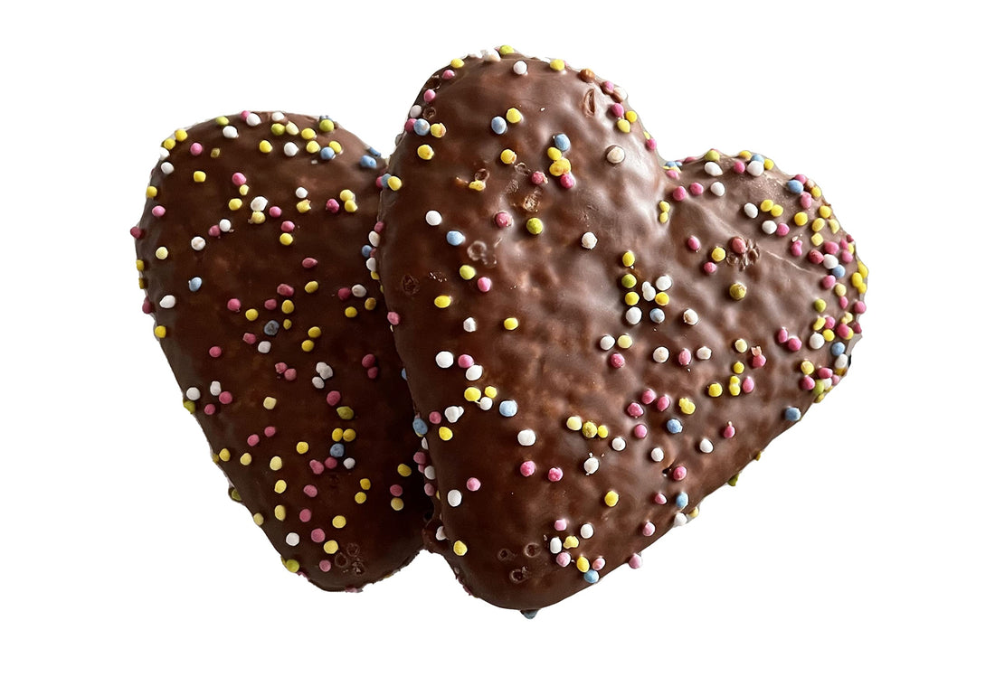 Wicklein Chocolate Lebkuchen Hearts With Sprinkles - Brown Gingerbread Holiday Cookies, 7.58 oz