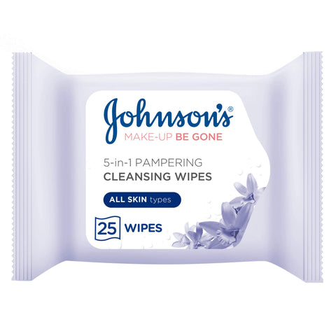Johnson's Make Up Be Gone Pampering Wipes, Moonflower, 25 Count,Packaging may vary