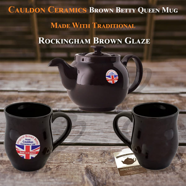 Cauldon Ceramics Brown Betty Queen Mug | Ideal Size for Tea and Coffee | Made from Traditional Staffordshire Red Clay | Ideal Gift for Tea and Coffee Lovers.