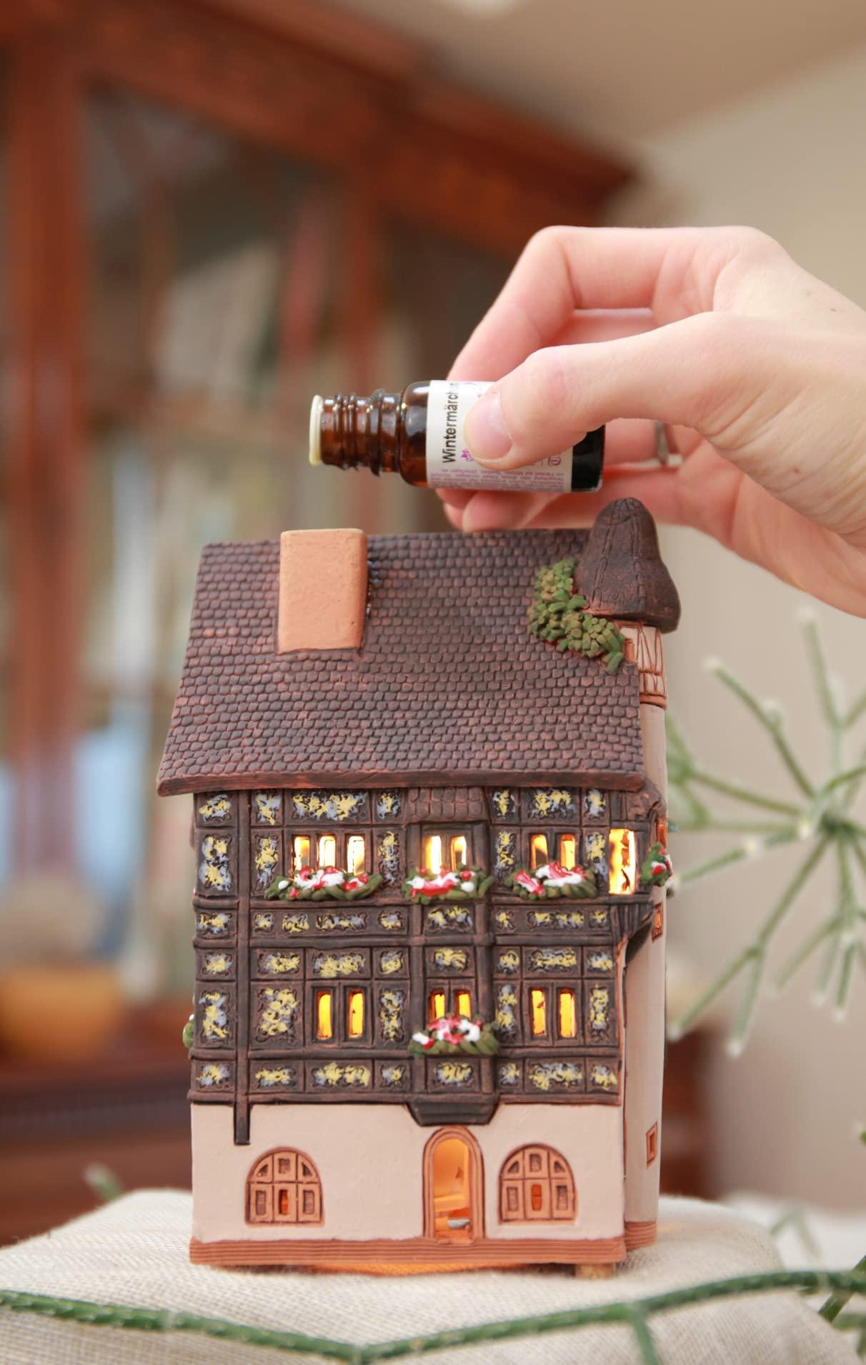 Midene Ceramic Houses Collection - Collectible Handmade Miniature of Historic Pfister House in Colmar, France - Tea Light Candle Holder, Essential Oil Burner B245AR*