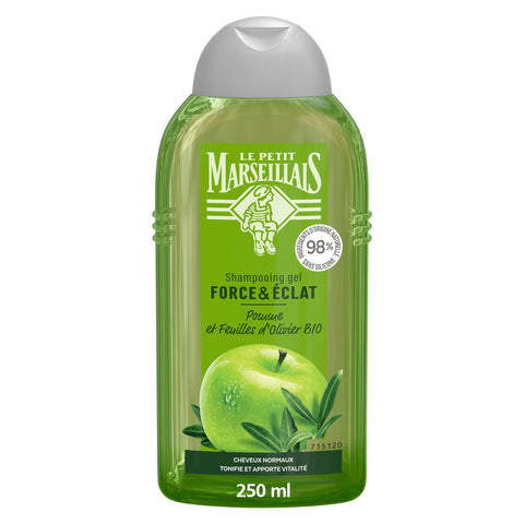 Le Petit Marseillais Strength & Emlat Shampoo All Hair Types Organic Apple & Organic Olive Leaf, 250ml