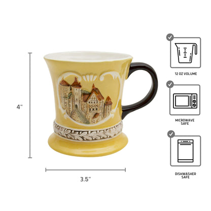 Embossed European Village Ceramic Coffee Mug Gluhwein | 12 oz