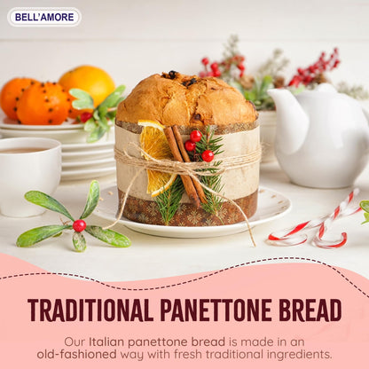 Traditional Italian Panettone Cake 2lbs | Imported from Italy | Italian Cake with Raisins and Dried Candied Orange Peels