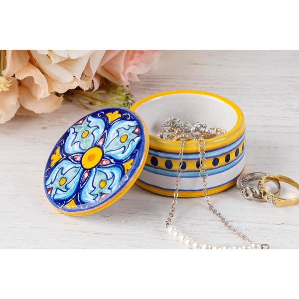 Deruta Ceramic Keepsake Box - Handmade Jewelry Box, Jewelry Case, Italian Pottery, Candy Box, Made in Italy Home Decor