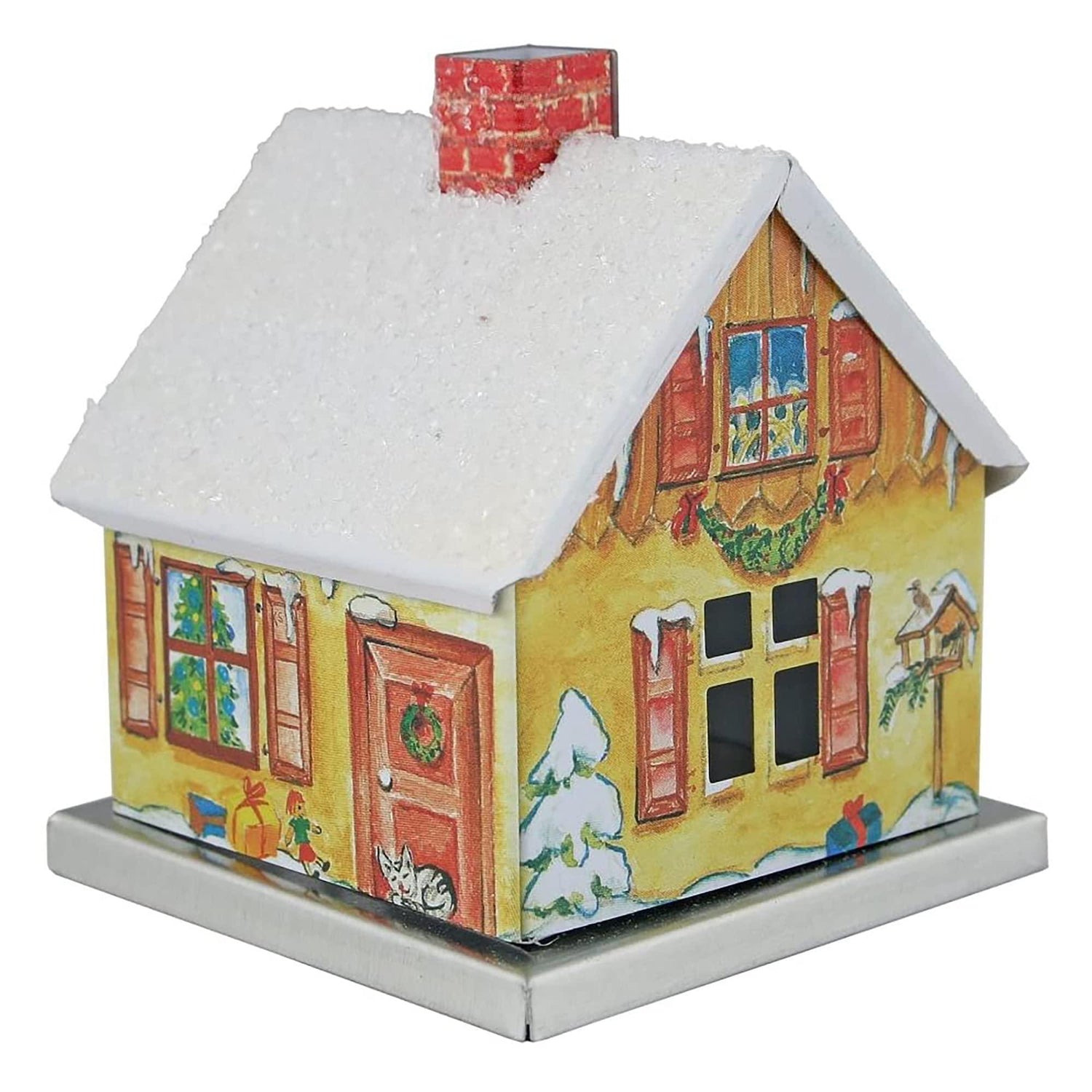 Knox Chalet House 2.5 x 5 Inch Metal Christmas Incense Smoker Figurine with Incense Cones