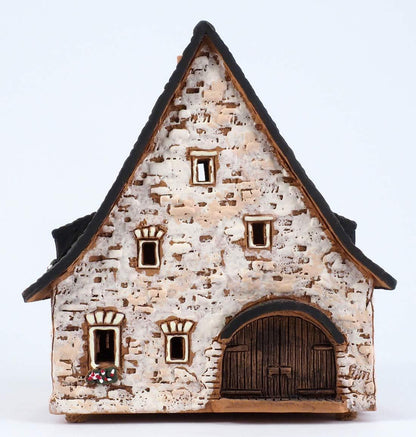 Midene Ceramic Houses Collection - Collectible Handmade Miniature of Historic Old Smithery in Rothenburg, Germany - Tea Light Candle Holder, Essential Oil Burner B230AR*