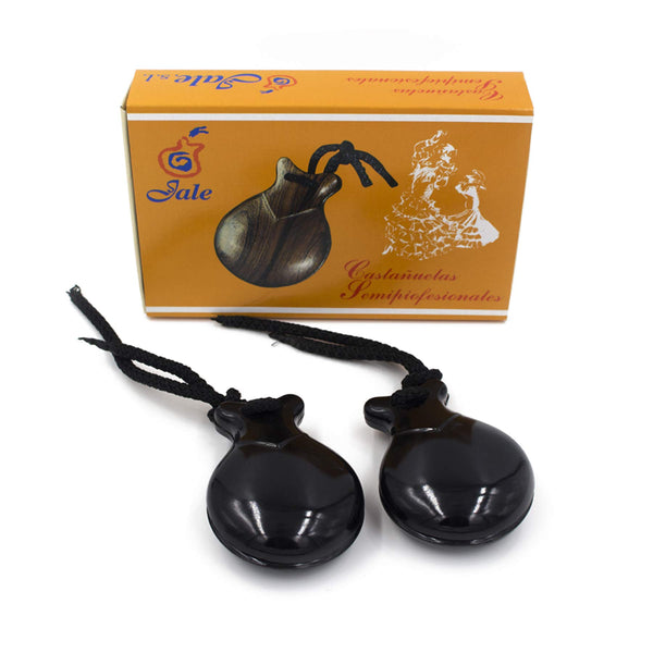 Jale Pollopas Flamenco Castanets Spanish Castanets Made of Plastic Color Black for Beginners Size 6 Adult by Ole Ole Flamenco (T6).