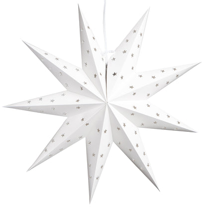 9 Pointed White Paper Star Lantern with 12 Foot Power Cord Included