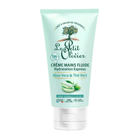 Le Petit Olivier Express Moisturizing Hand Cream - Aloe Vera And Green Tea - Express Moisturizing - No Greasy Or Sticky Feeling - Skin Is Soft And Silky - For Normal To Dry Skin - 2.5 Oz