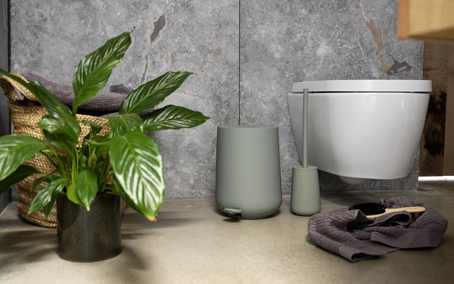 Zone Denmark Modern Elegance Nova Bathroom Bin, Cosmetic Bin, and Waste Bin - Sleek Design for Stylish Bathrooms and Efficient Waste Management (Gull Gray)