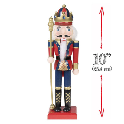 Traditional Wooden Nutcracker, Festive Holiday Tabletop Décor, Gold King