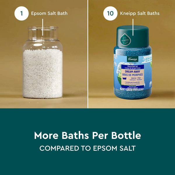 Kneipp Dream Away Mineral Bath Salt with Valerian & Hops - Soothing Bedtime Bath Blend - 17.6 oz - Up to 10 Baths