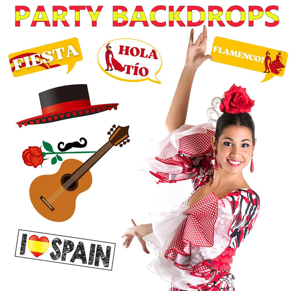 Spain Photo Booth Props, 37pcs Spanish Photo Booth Props.