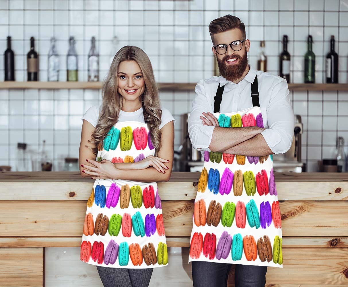 WONDERTIFY African Cats Apron,Pattern of Tribal Geometric Colorful African Cats Bib Apron with Adjustable Neck for Men Women,Suitable for Home Kitchen Cooking Waitress Chef Grill Bistro Baking Apron