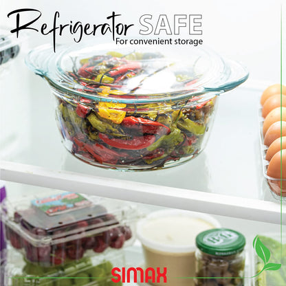 Simax Casserole Dish with Lid, Glass Casserole Dish, Holds 96 Oz (3 Quarts), Oven to Table Serving Dish, Microwave, Dishwasher, and Oven Safe Cookware