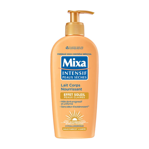 MixaIntensive Dry Skin - Nourishing Body Milk Sun Effect - Self-tanner - Gradual and Uniform Natural Golden Tan - Light Skin - Hypoallergenic - 250ml