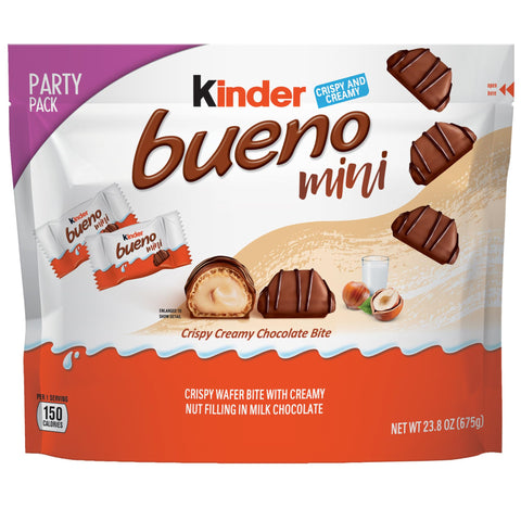 Kinder Bueno Mini, 125 Count Party Pack, Milk Chocolate and Hazelnut Cream, Individually Wrapped Chocolate Bars, Easter Basket Stuffers, 23.8 oz