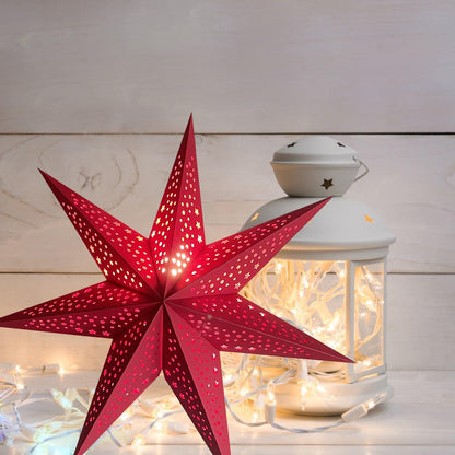 Yeekea Paper Star Lantern Hanging Star Lampshade Decoration for Weddings Christmas Holiday Birthday Party Celebration (Red)