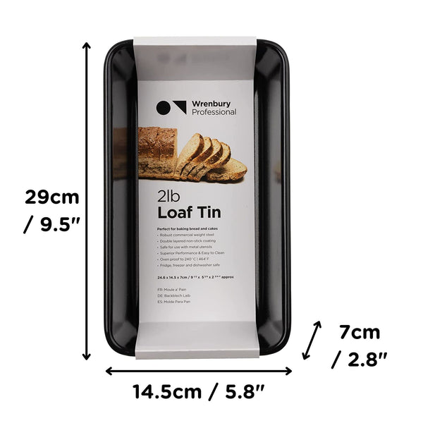 Loaf Pan for Baking Bread - Non Stick 2 lb Bread Pan - High Performance Bread Loaf Pan - Heavy Gauge Carbon Steel 2 Pound Cake Pan - Loaf Tin 9.5".