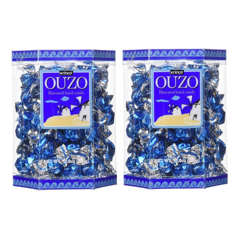 Krinos Ouzo Candy - Greek Favorite - Licorice Flavored Treat - Delicious Hard Candy - All Natural Flavors - Contains No Alcohol and No Gluten - Perfect for Parties, Party Favors, or Gifts (2pk)