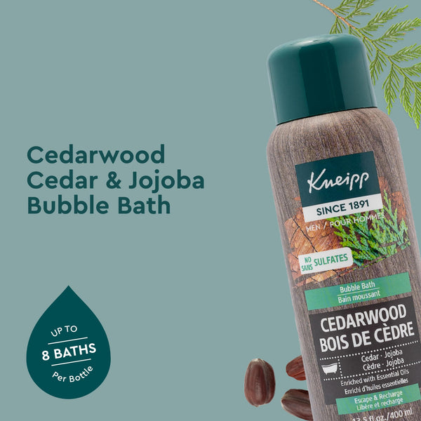 Kneipp Cedarwood Aromatherapy Bubble Bath - Good for a Luxurious Self-Care Experience - for Men Only - Vegan - Sulfate Free - 13.5 fl oz - Up to Eight Baths