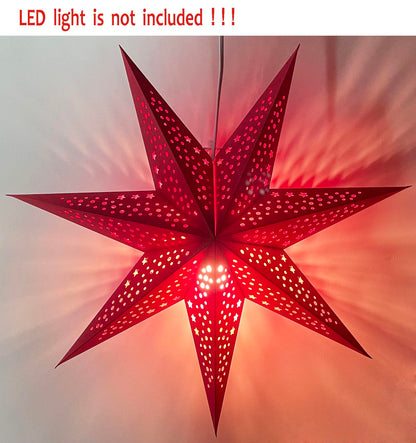 Yeekea Paper Star Lantern Hanging Star Lampshade Decoration for Weddings Christmas Holiday Birthday Party Celebration (Red)